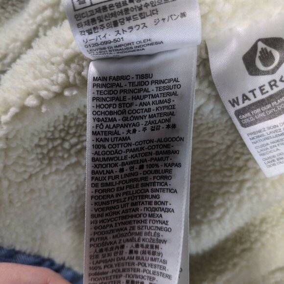 Levi’s Premium Mens S‎ Sherpa Lined Denim Trucker Jacket Blue Western Light Wash - Picture 12 of 13